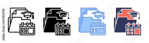 Curriculum Icon Set Multiple Style Collection