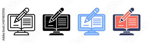 Digital Learning Icon Set Multiple Style Collection