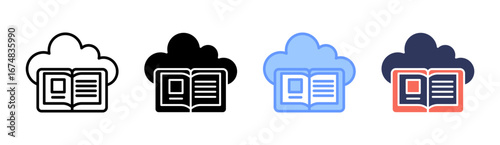 Cloud Learning Icon Set Multiple Style Collection