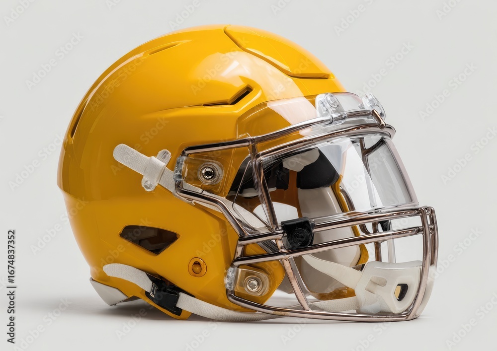 Fototapeta premium Bright yellow football helmet with clear facemask