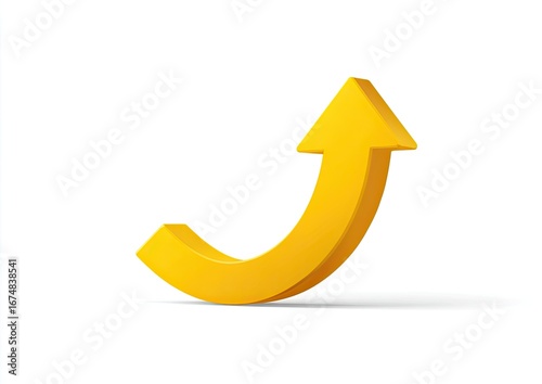 3D curved upward yellow arrow