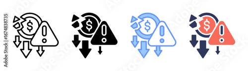Financial Crisis Icon Set Multiple Style Collection