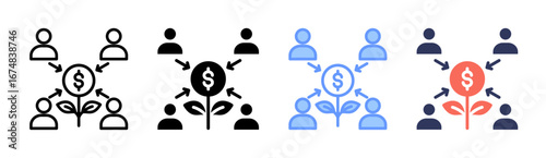 Crowdfunding Icon Set Multiple Style Collection