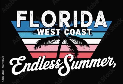 This trendy image showcases the essence of Florida's west coast with palm trees and a vibrant summer palette, perfect for embodying the spirit of a carefree tropical lifestyle.