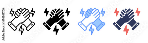 Arm Wrestling Icon Set Multiple Style Collection