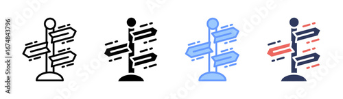 Signpost Icon Set Multiple Style Collection
