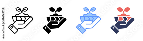 Hand Planting Icon Set Multiple Style Collection