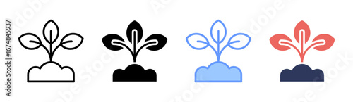 Seedling Icon Set Multiple Style Collection