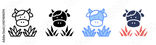 Cow Icon Set Multiple Style Collection