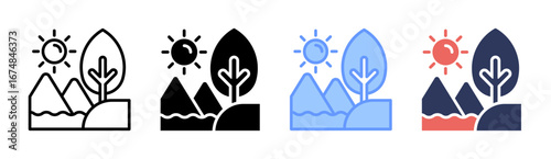 Green Valley Icon Set Multiple Style Collection