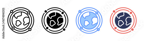 Orbit Earth Icon Set Multiple Style Collection