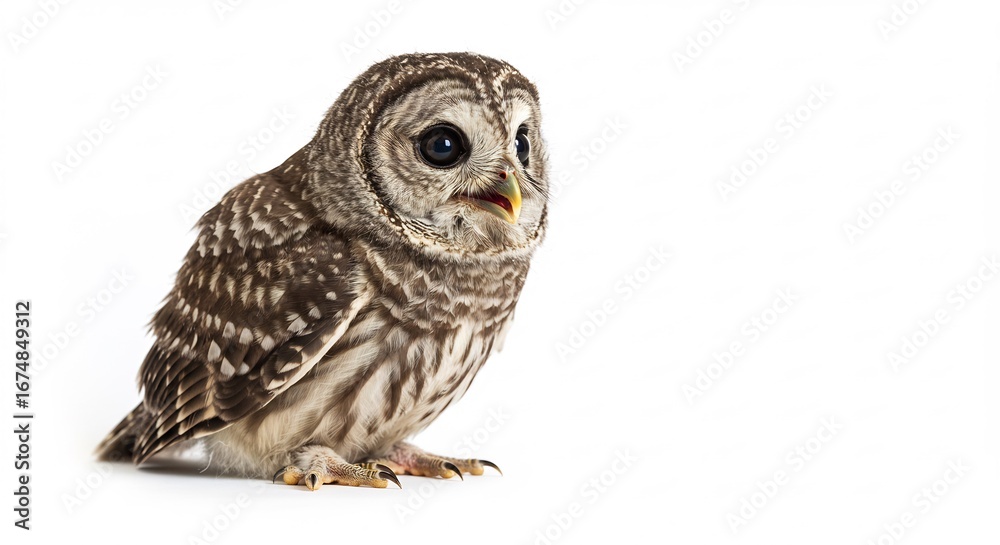 Fototapeta premium Strikingly beautiful owl portrait soft light. AI Generated