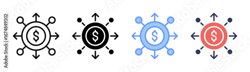 Financial Flow Icon Set Multiple Style Collection