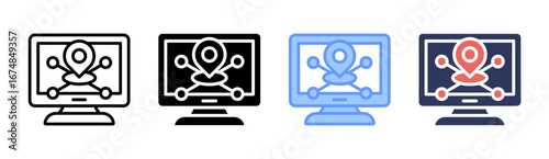 Location Data Icon Set Multiple Style Collection
