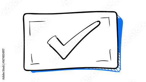 Blue checkmark in a black outlined box tick