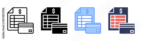 Account Statement Icon Set Multiple Style Collection