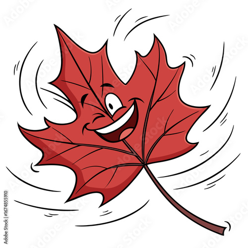 Whimsical Autumn Leaf Illustration A Cheerful Cartoon Character Dancing in the Wind