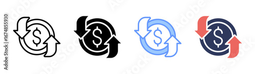 Cashflow Icon Set Multiple Style Collection