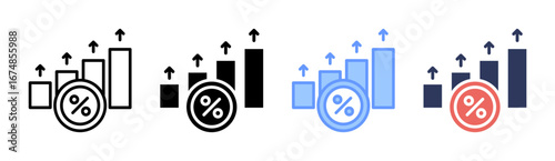 Interest Rate Icon Set Multiple Style Collection