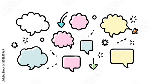 Comic Speech Bubbles Pastel Colors comic style thought bubbles