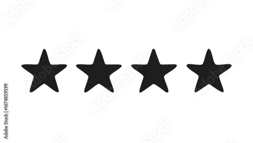 Four stars neatly arranged on a white background arrangement simple