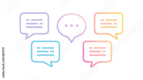 Gradient speech bubbles with text lines chat icon message icon