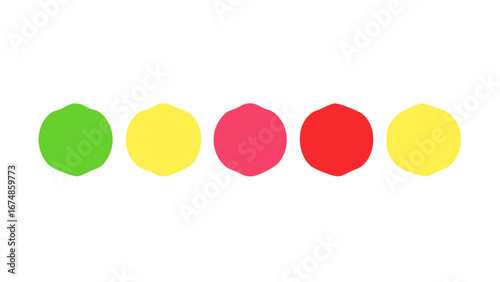 Green yellow pink red yellow fruit shapes vector