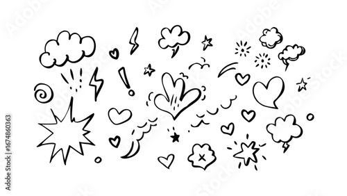 Hand drawn comic style doodle of a smiling sun happy cartoon