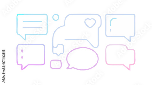 Pastel gradient speech bubbles and icons chat bubble message icon