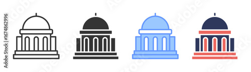 Government Building Icon Set Multiple Style Collection