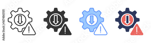 System Warning Icon Set Multiple Style Collection