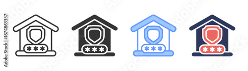 Password Protection Icon Set Multiple Style Collection
