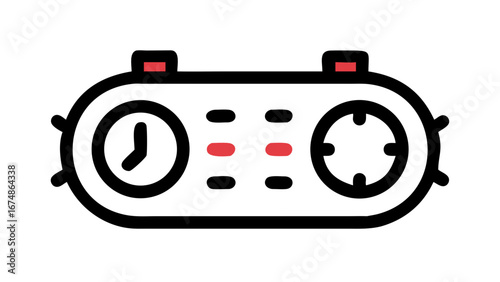 Stopwatch with red side buttons and circular face timer timekeeping