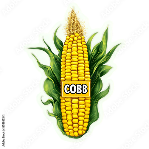 Corn cob PNG cutout isolated on white and transparent background. corn cob, fresh corn, corn PNG, corn cutout, isolated corn, corn on white, corn transparent background, sweet corn, organic corn.