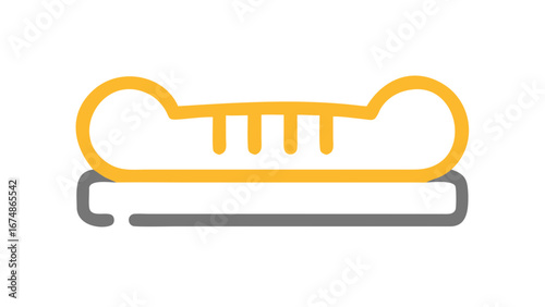 Yellow canoe with grey base on white background kayak boat
