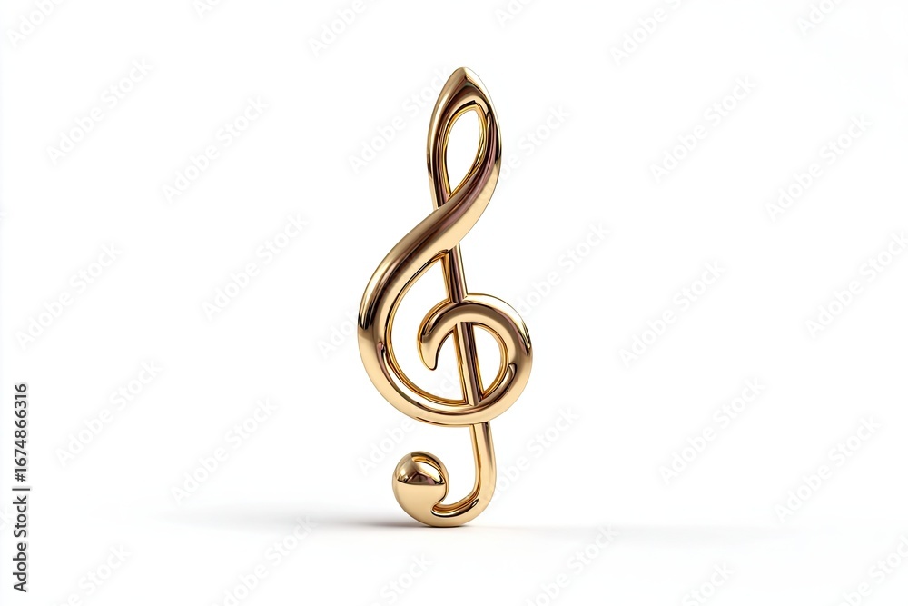 Fototapeta premium Gold treble clef against white background