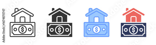 Property Finance Icon Set Multiple Style Collection