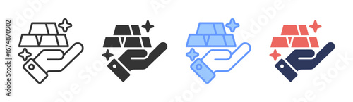 Gold Value Icon Set Multiple Style Collection