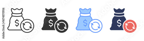 Cash Flow Icon Set Multiple Style Collection