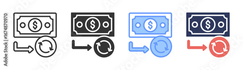 Money Circulation Icon Set Multiple Style Collection