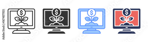 Digital Growth Icon Set Multiple Style Collection