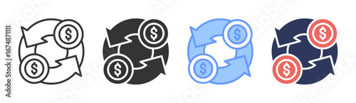 Money Cycle Icon Set Multiple Style Collection