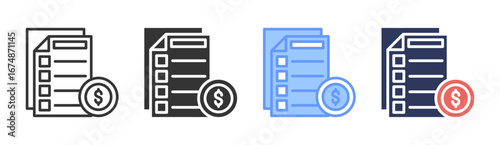 Budget Planning Icon Set Multiple Style Collection