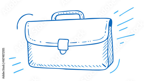 Blue briefcase doodle business travel