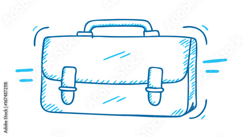 Blue briefcase doodle business travel