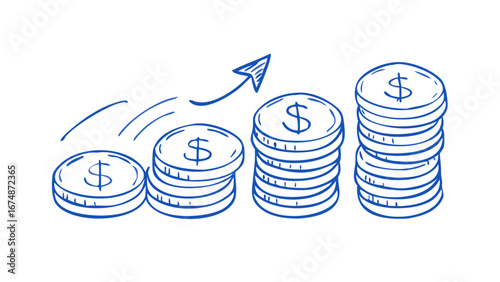Blue coins growth chart money finance