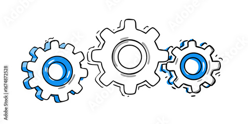 Blue gears with grey accents mechanical industrial
