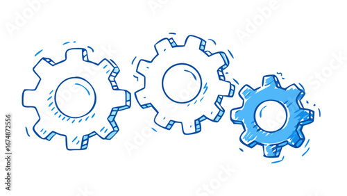 Blue gears interlocked interlocking mechanical