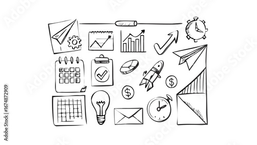 Business Doodle Icons sketch finance