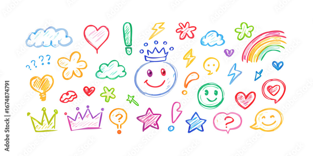 Fototapeta premium Colorful hand drawn doodles and symbols hearts